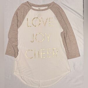 (S) STATE OF MINE "LOVE JOY CHEER" Raglan 3/4 sleeve T-Shirt
